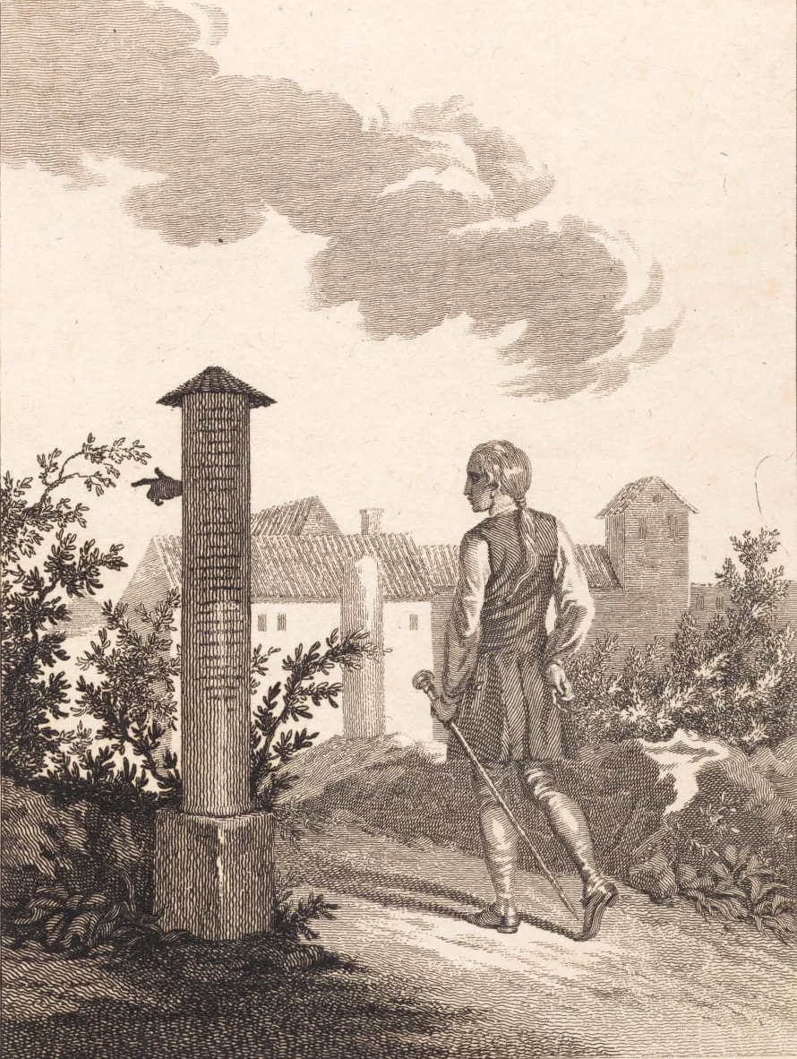 Incisione - Niels Klim che corre a Potu, Statens Museum for Kunst